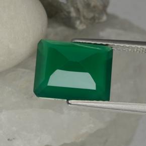 3.79캐럿 천연 포레스트 그린 아게이트, 에메랄드 컷, 11.1×9.1 mm, 투명한