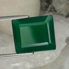 5.13캐럿 천연 미디엄 그린 아게이트, 에메랄드 컷, 12.2×10.1 mm, 투명한