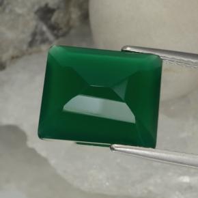 5.13캐럿 천연 미디엄 그린 아게이트, 에메랄드 컷, 12.2×10.1 mm, 투명한