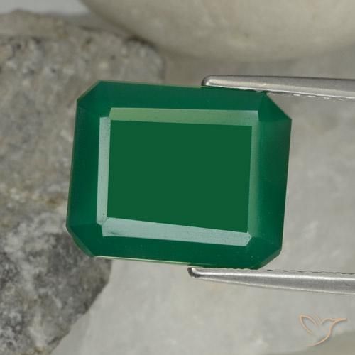 4.95ct 자연스러운 황록색 마노, 에메랄드 컷, 투명한