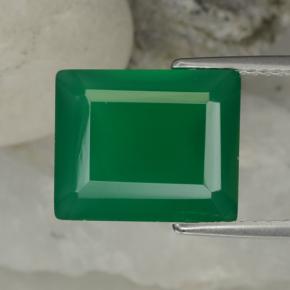6.24캐럿 천연 따뜻한 녹색 아게이트, 에메랄드 컷, 12.2×10.1 mm, 투명한