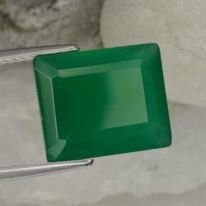 6.24캐럿 천연 따뜻한 녹색 아게이트, 에메랄드 컷, 12.2×10.1 mm, 투명한
