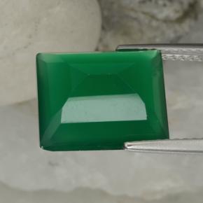 6.24캐럿 천연 따뜻한 녹색 아게이트, 에메랄드 컷, 12.2×10.1 mm, 투명한