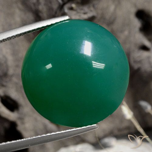 21.88ct 자연스러운 미디엄 그린 마노, 둥근, 투명한