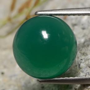 4.82캐럿 천연 미디엄 딥 그린 아게이트, 라운드 컷, 10.90 mm, 투명한