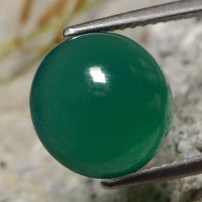 4.82캐럿 천연 미디엄 딥 그린 아게이트, 라운드 컷, 10.90 mm, 투명한