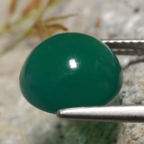 4.82캐럿 천연 미디엄 딥 그린 아게이트, 라운드 컷, 10.90 mm, 투명한