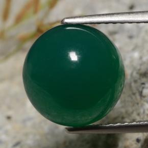 6.34캐럿 천연 중간 짙은 녹색 아게이트, 라운드 컷, 11.25 mm, 투명한
