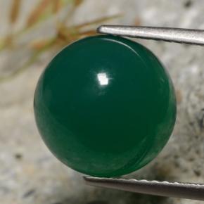 6.34캐럿 천연 중간 짙은 녹색 아게이트, 라운드 컷, 11.25 mm, 투명한