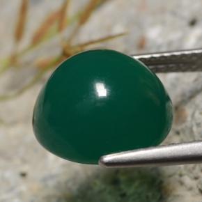 6.34캐럿 천연 중간 짙은 녹색 아게이트, 라운드 컷, 11.25 mm, 투명한