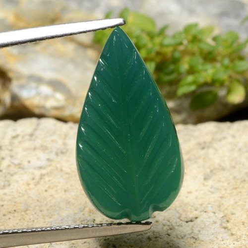 4.79캐럿 천연 미디엄 그린 아게이트, 플라워 컷, 17.8×9.7 mm, 투명한