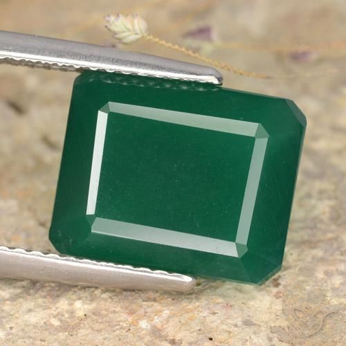 5.06ct 자연스러운 황록색 마노, 에메랄드 컷, 투명한