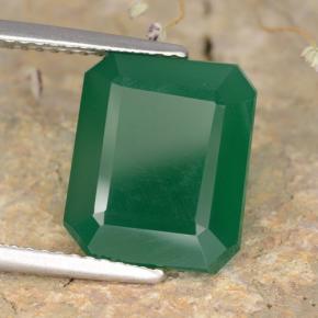 5.28캐럿 천연 노란빛 그린 아게이트, 에메랄드 컷, 12.2×10.1 mm, 투명한