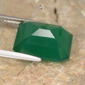 5.28캐럿 천연 노란빛 그린 아게이트, 에메랄드 컷, 12.2×10.1 mm, 투명한