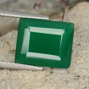3.78캐럿 천연 미디엄 그린 아게이트, 에메랄드 컷, 11.1×9.2 mm, 투명한