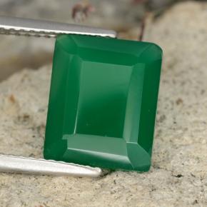 3.78캐럿 천연 미디엄 그린 아게이트, 에메랄드 컷, 11.1×9.2 mm, 투명한