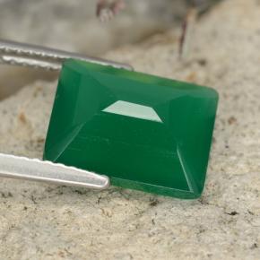 3.78캐럿 천연 미디엄 그린 아게이트, 에메랄드 컷, 11.1×9.2 mm, 투명한