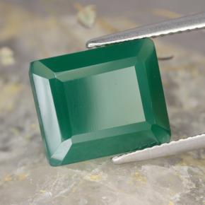 4.89캐럿 천연 미디엄 딥 그린 아게이트, 에메랄드 컷, 12.2×10.2 mm, 투명한
