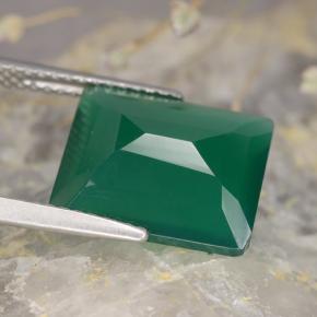 4.89캐럿 천연 미디엄 딥 그린 아게이트, 에메랄드 컷, 12.2×10.2 mm, 투명한