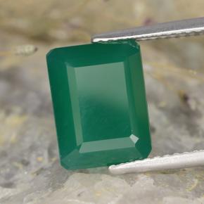 3.73캐럿 천연 포레스트 그린 아게이트, 에메랄드 컷, 11×8.3 mm, 투명한