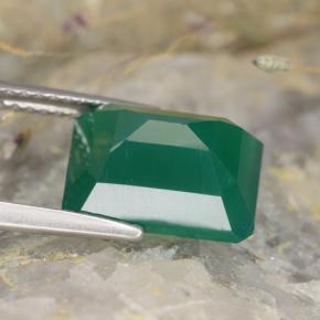 3.73캐럿 천연 포레스트 그린 아게이트, 에메랄드 컷, 11×8.3 mm, 투명한