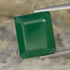 5.13캐럿 천연 노란빛 그린 아게이트, 에메랄드 컷, 12×10.3 mm, 투명한