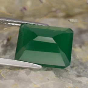 5.13캐럿 천연 노란빛 그린 아게이트, 에메랄드 컷, 12×10.3 mm, 투명한