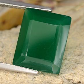 4.79캐럿 천연 포레스트 그린 아게이트, 에메랄드 컷, 12.2×9.8 mm, 투명한