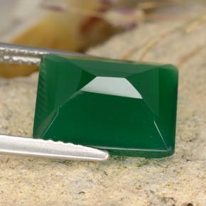 4.79캐럿 천연 포레스트 그린 아게이트, 에메랄드 컷, 12.2×9.8 mm, 투명한