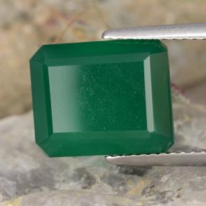 5.11캐럿 천연 미디엄 그린 아게이트, 에메랄드 컷, 12.1×9.9 mm, 투명한