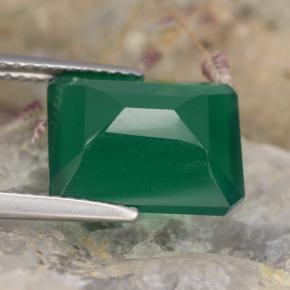 5.11캐럿 천연 미디엄 그린 아게이트, 에메랄드 컷, 12.1×9.9 mm, 투명한