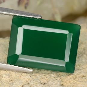 6.38캐럿 천연 그린 아게이트, 에메랄드 컷, 14.3×10.3 mm, 투명한