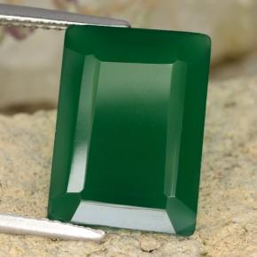 6.38캐럿 천연 그린 아게이트, 에메랄드 컷, 14.3×10.3 mm, 투명한