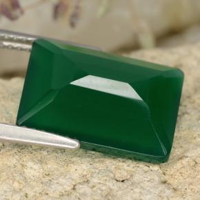 6.38캐럿 천연 그린 아게이트, 에메랄드 컷, 14.3×10.3 mm, 투명한