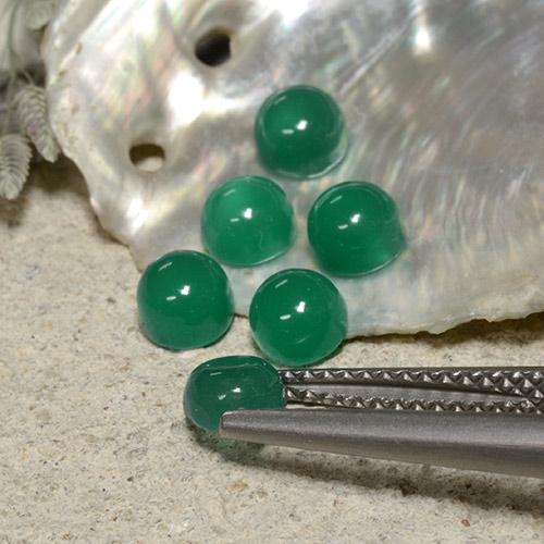 2.21캐럿 천연 미디엄 그린 아게이트 보석, 라운드 컷, 4.09 mm, 투명한