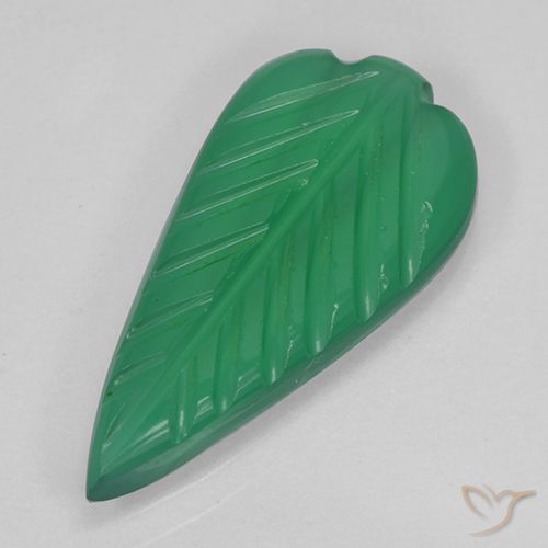 2.38ct 자연스러운 미디엄 그린 마노, 플라워 컷, 투명한