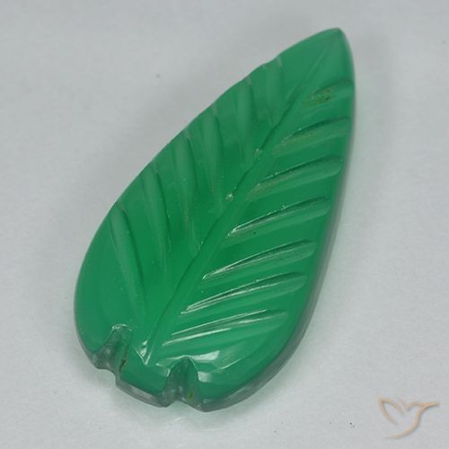 3.72ct 자연스러운 미디엄 그린 마노, 플라워 컷, 투명한