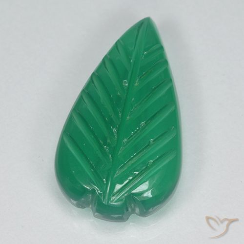 3.59ct 자연스러운 미디엄 그린 마노, 플라워 컷, 투명한