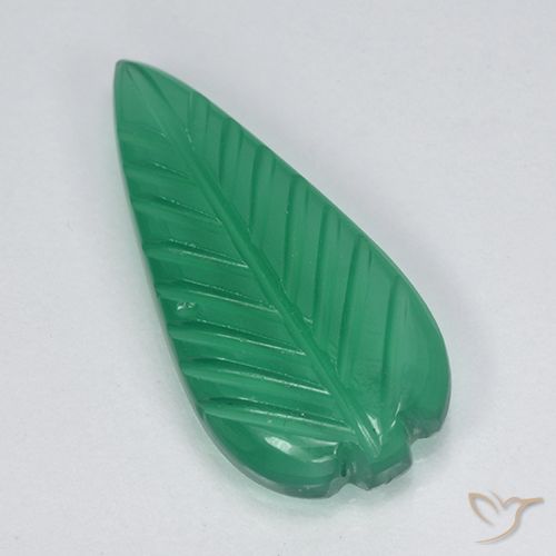 3.24ct 자연스러운 미디엄 그린 마노, 플라워 컷, 투명한