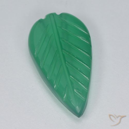 3.09ct 자연스러운 미디엄 그린 마노, 플라워 컷, 투명한