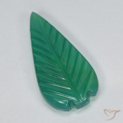 2.09ct 자연스러운 미디엄 그린 마노, 플라워 컷, 투명한
