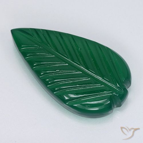 4.30ct 자연스러운 미디엄 그린 마노, 플라워 컷, 투명한