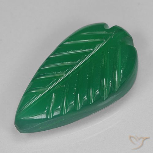 3.60ct 자연스러운 미디엄 그린 마노, 플라워 컷, 투명한