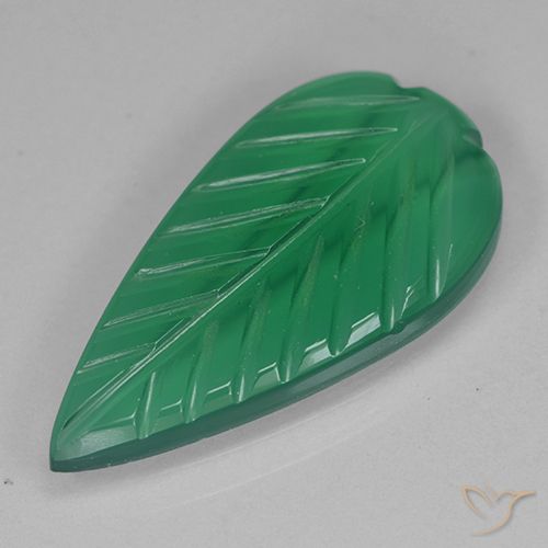 2.75ct 자연스러운 미디엄 그린 마노, 플라워 컷, 투명한