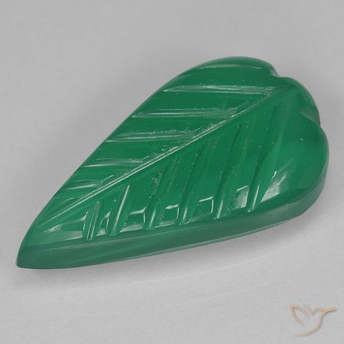 2.57ct 자연스러운 미디엄 그린 마노, 플라워 컷, 투명한