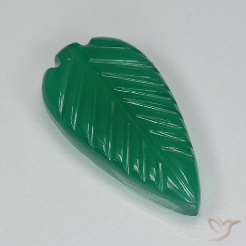3.93ct 자연스러운 포레스트 그린 마노, 플라워 컷, 투명한