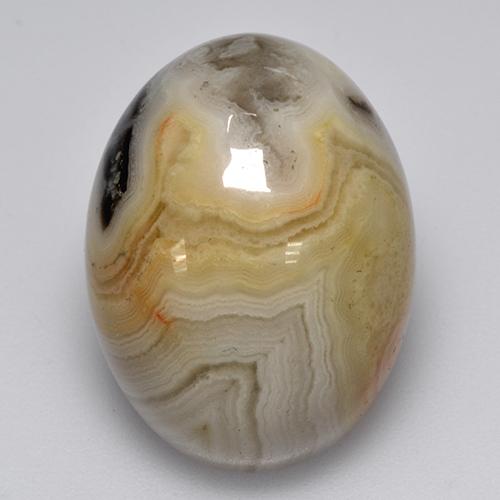 17.02캐럿 천연 멀티컬러 아게이트, 타원형 컷, 20×15 mm, 불투명체