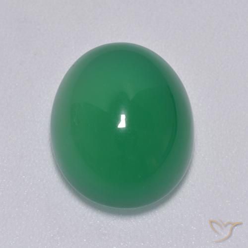8.01ct 자연스러운 미디엄 그린 마노, 타원형, 투명한