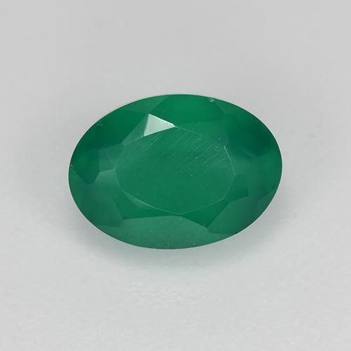 0.98캐럿 천연 쿨 그린 아게이트, 타원형 컷, 7.3×5.3 mm, 투명한
