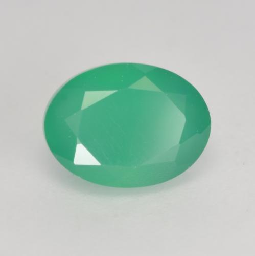 1.37캐럿 천연 미디엄 그린 아게이트, 타원형 컷, 7.9×5.8 mm, 투명한